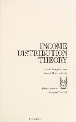 Cover image for Income distribution theory.