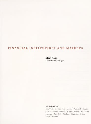 Cover image for Financial institutions and markets