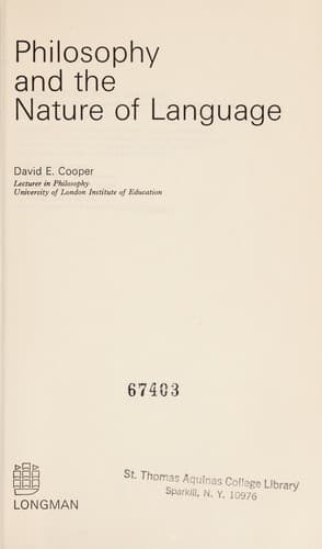 Cover image for Philosophy and the nature of language