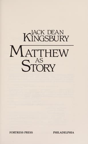 Cover image for Matthew as story