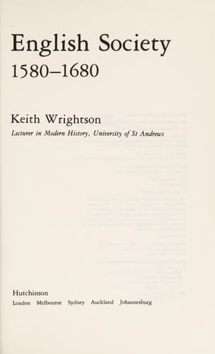 Cover image for English society, 1580-1680