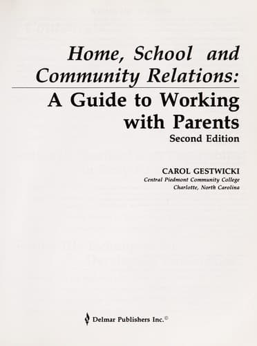 Cover image for Home, school, and community relations