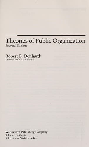 Cover image for Theories of public organization