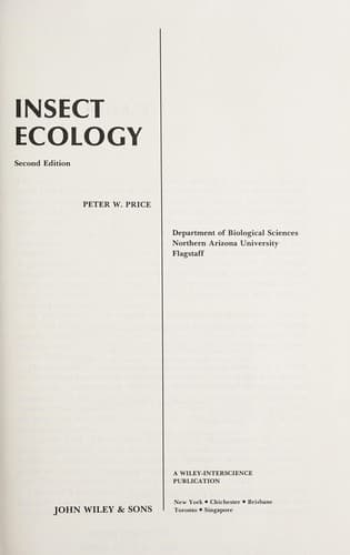 Cover image for Insect ecology