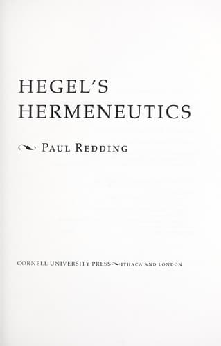 Cover image for Hegel's hermeneutics