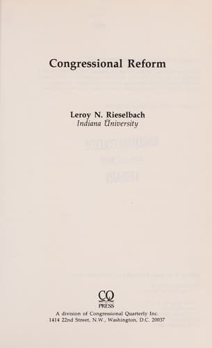Cover image for Congressional reform