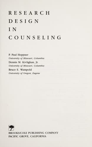 Cover image for Research design in counseling