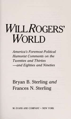 Cover image for Will Rogers' world