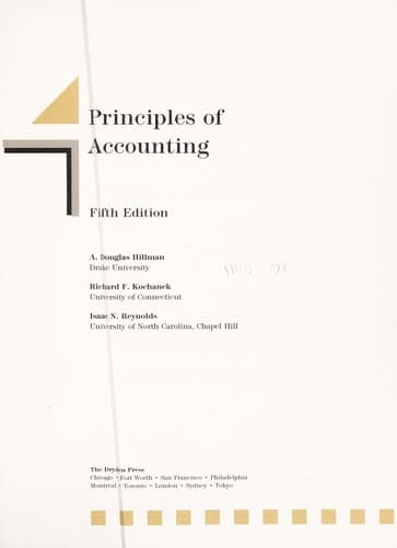 Cover image for Principles of accounting.