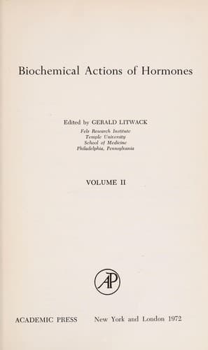 Cover image for Biochemical Actions of Hormones