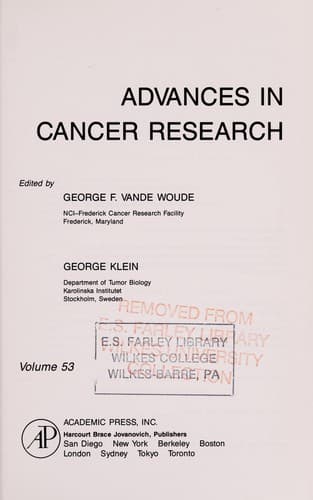 Cover image for Advances in Cancer Research
