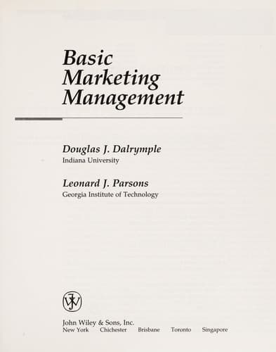 Cover image for Basic marketing management