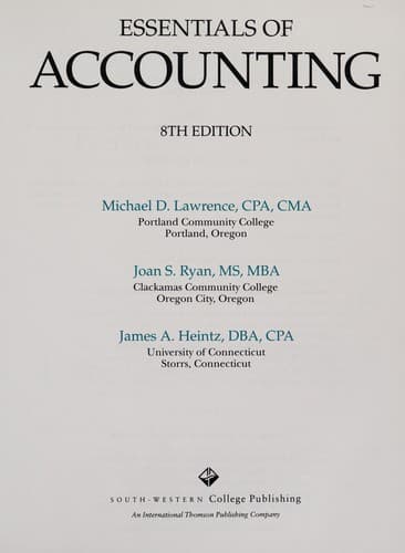 Cover image for Essentials of accounting