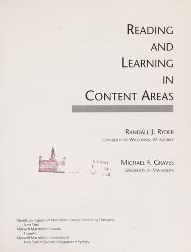 Cover image for Reading and learning in content areas