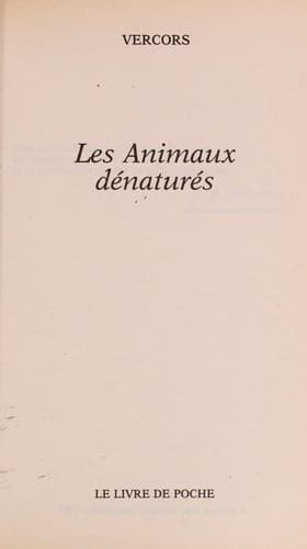 Cover image for Les animaux dénaturés.