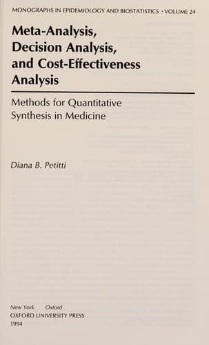 Cover image for Meta-analysis, decision analysis, and cost-effectiveness analysis