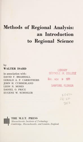 Cover image for Methods of regional analysis