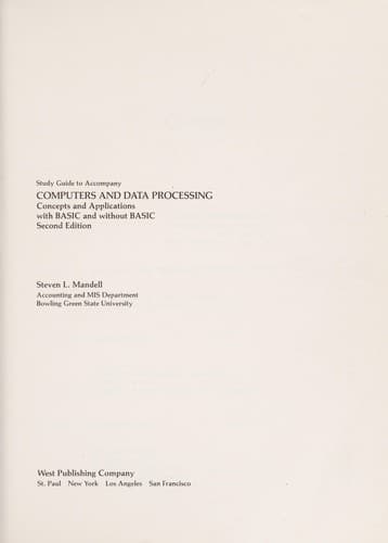 Cover image for Study guide to accompany computers and data processing