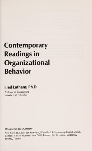 Cover image for Contemporary readings in organizational behavior.