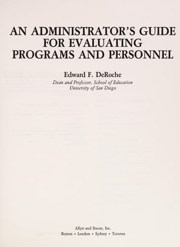 Cover image for An administrator's guide for evaluating programs and personnel