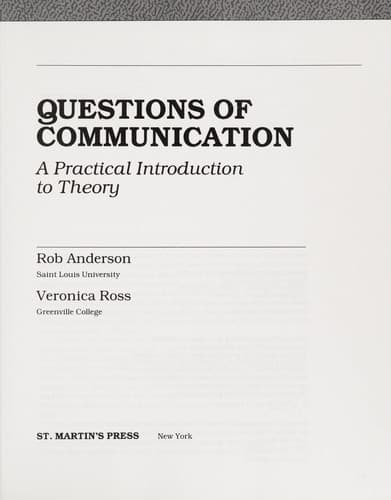 Cover image for Questions of Communication