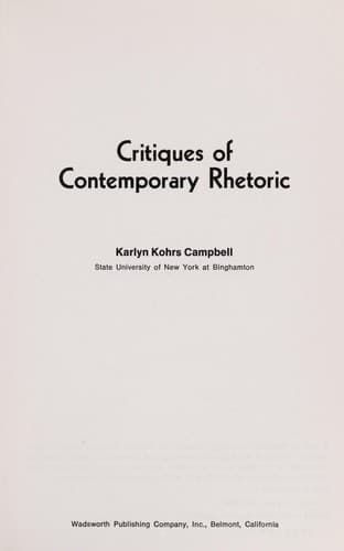 Cover image for Critiques of contemporary rhetoric.