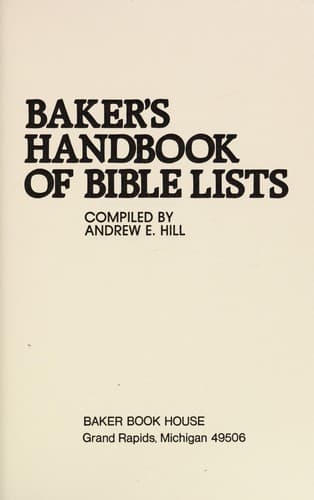 Cover image for Baker's handbook of Bible lists