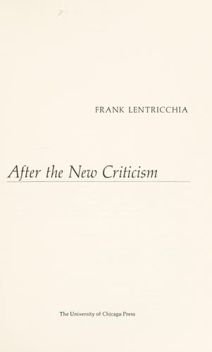 Cover image for After the new criticism.
