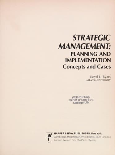 Cover image for Strategic management