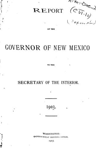 Report of the Governor of New Mexico to the Secretary of the Interior