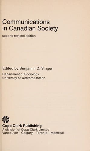Cover image for Communications in Canadian society