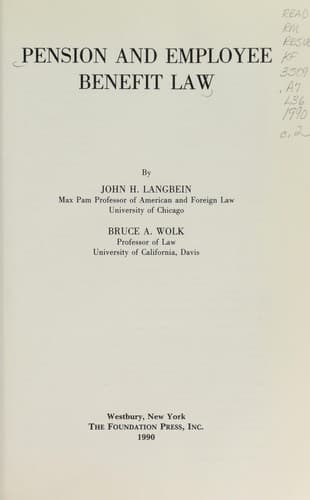 Cover image for Pension and employee benefit law
