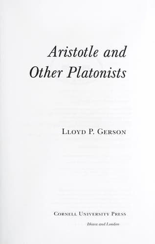 Cover image for Aristotle and other Platonists