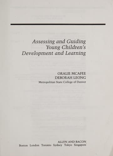 Cover image for Assessing and guiding young children's development and learning
