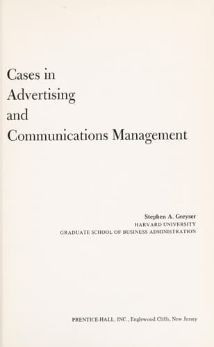Cover image for Cases in advertising and communications management