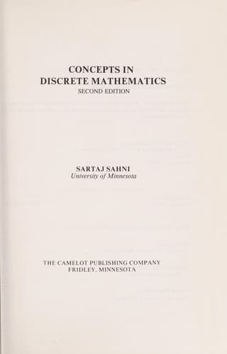 Cover image for Concepts in discrete mathematics