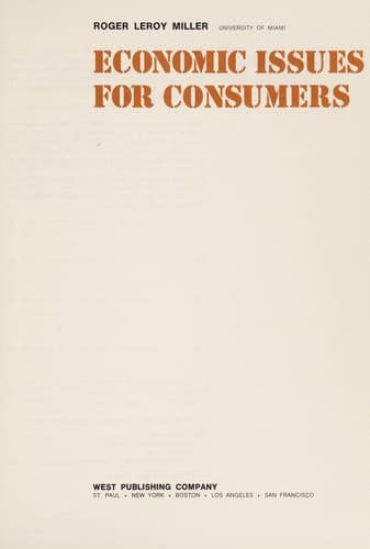 Cover image for Economic issues for consumers