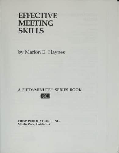 Cover image for Effective meeting skills