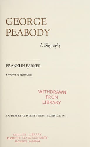 Cover image for George Peabody, a biography.
