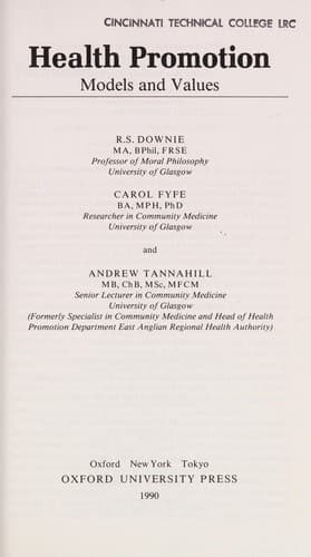 Cover image for Health promotion
