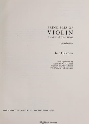 Cover image for Principles of violin playing & teaching
