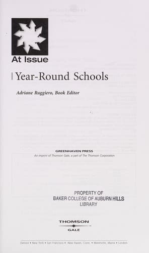 Cover image for Year-Round Schools (At Issue Series)