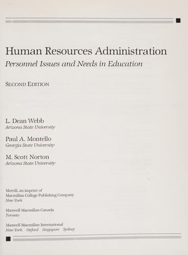 Cover image for Human resources administration