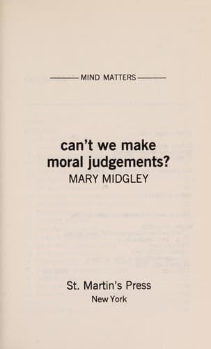 Cover image for Can't we make moral judgements?