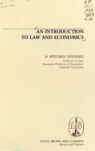 Cover image for An introduction to law and economics