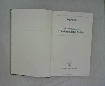 Cover image for An introduction to transformational syntax.