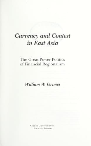 Currency and contest in East Asia