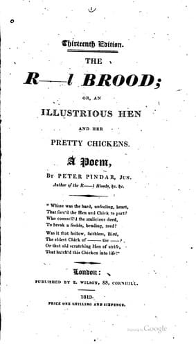 The R---l Brood, Or, An Illustrious Hen and Her Pretty Chickens: A Poem