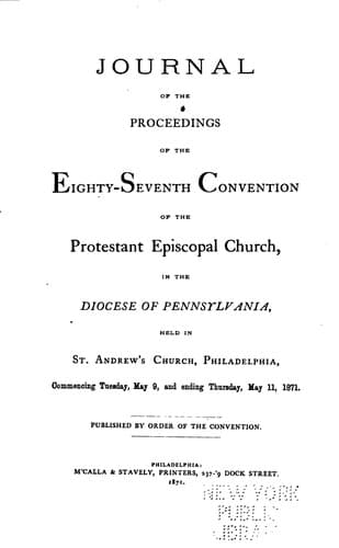 Journal of the ... Convention of the Protestant Episcopal Church in the Diocese of Pennsylvania