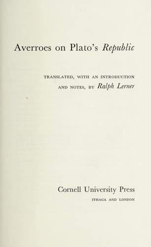 Cover image for Averroes on Plato's Republic.